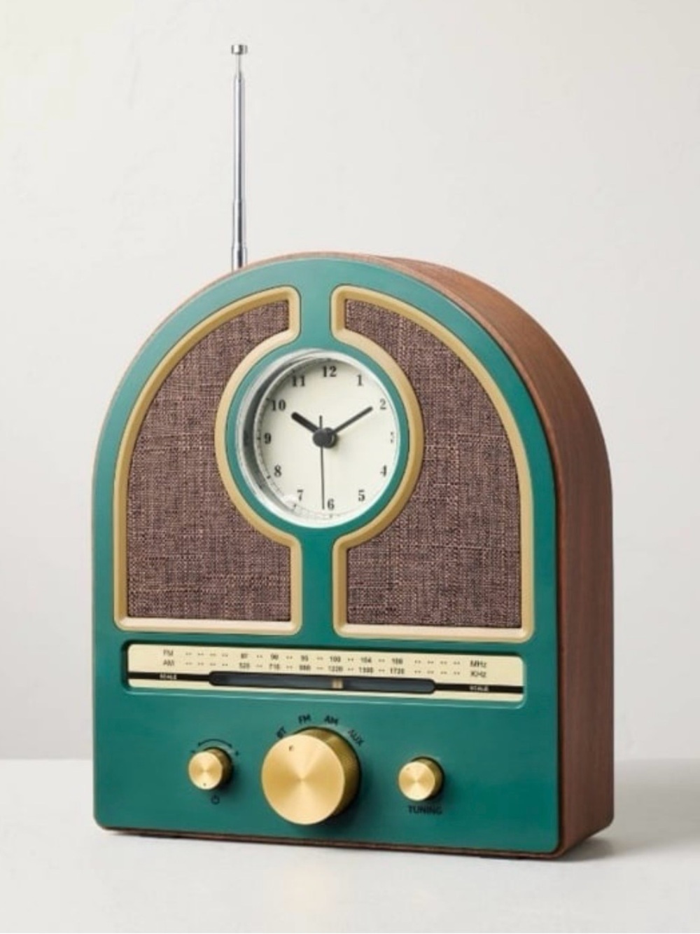 Vintage Portable AM/FM Radio Wood and Green - Hearth & Hand with Magnolia